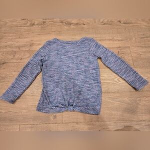 Girls Blue & Pink Waffle‎ Knit Front Knot Detail Shirt Size Xs (4/5)